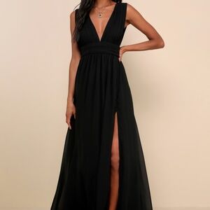 Lulus Heavenly Hues Black Maxi Dress - Size L